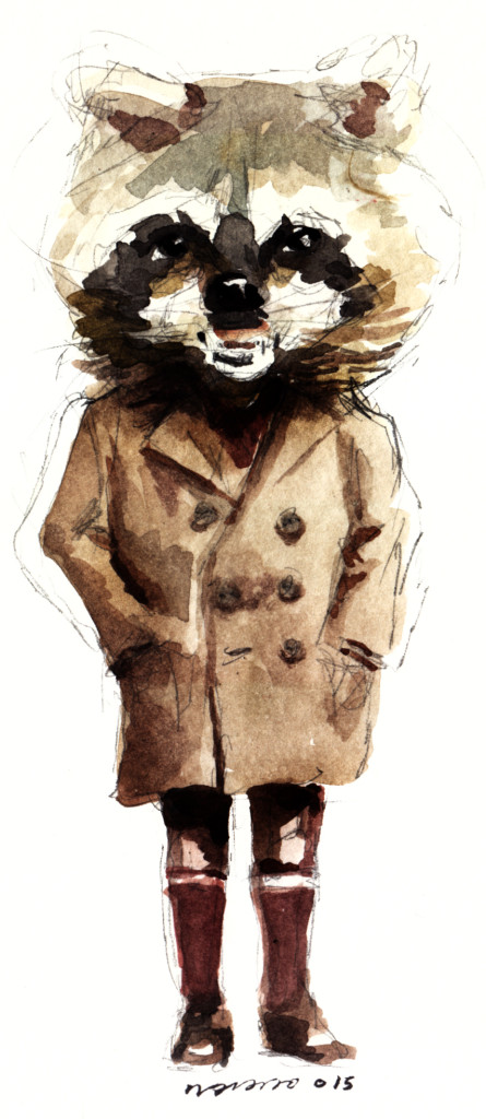 El mapache con su nuevo look de director de museo